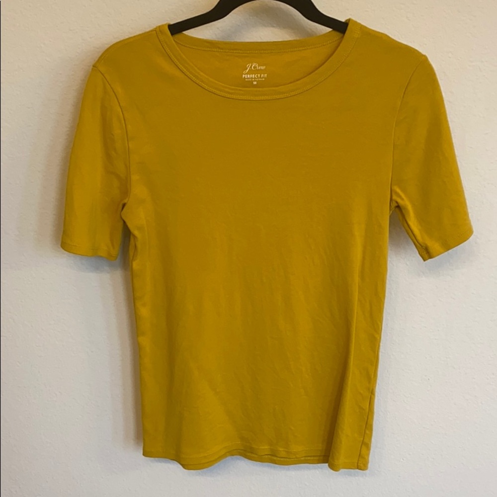 Mustard yellow gold J. Crew perfect fit tee